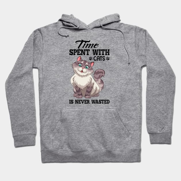 Time spent with cats is never wasted Hoodie by Marioma